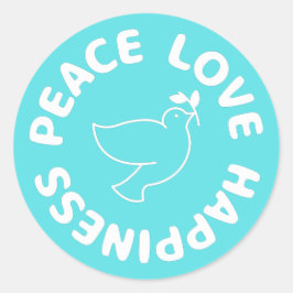 VREDE LIEFDE GELUK CLASSIC RONDE STICKER