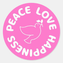 VREDE LIEFDE GELUK CLASSIC RONDE STICKER