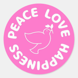 VREDE LIEFDE GELUK CLASSIC RONDE STICKER