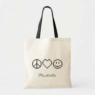 Vrede liefde geluk pixelkunst canvas tas