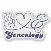 Vrede, Liefde & Genealogie Sticker (Voorkant)