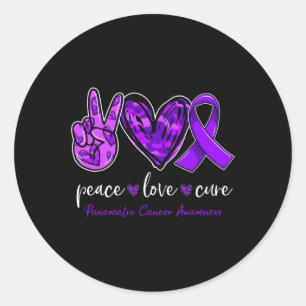 Vrede liefde genezen Pancreas Kanker Awareness maa Ronde Sticker