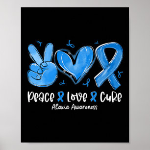 Vrede Liefde Genezing Blauwe Lint Ataxie Bewustzij Poster