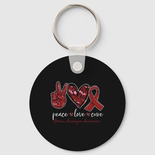 Vrede liefde genezing Hersenaneurysma Awareness ma Sleutelhanger (Voorkant)