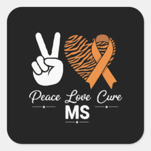 Vrede Liefde Genezing MS Bewustzijn   Oranje Lint Vierkante Sticker