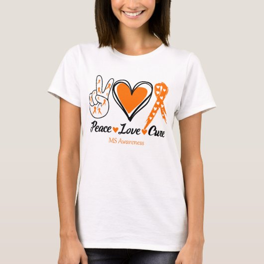 Vrede Liefde Genezing MS-bewustzijn T-shirt (Voorkant)