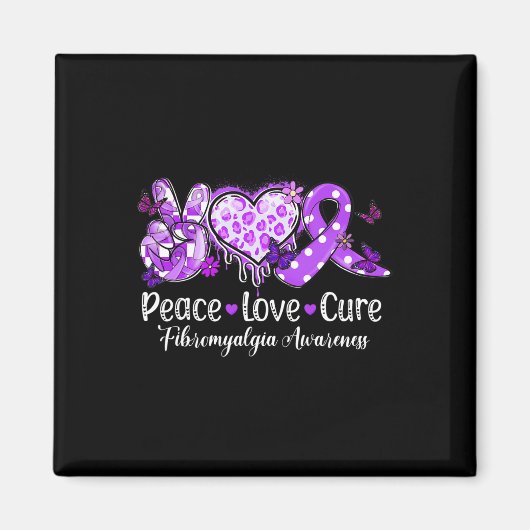 Vrede Liefde Genezing Paarse Lint Fibromyalgie Bew Magneet (Voorkant)