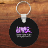 Vrede Liefde Genezing Paarse Lint Fibromyalgie Bew Sleutelhanger (Voorkant)