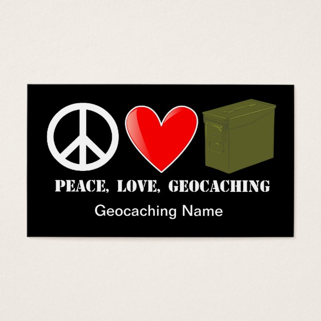 Vrede, Liefde, Geocaching Stash Kaart (Voorkant)