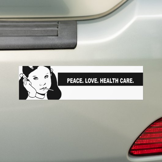 Vrede. Liefde. Gezondheidszorg. Headline Bumpersticker (Op auto)
