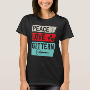 Vrede Liefde Gittern Muziekinstrument Gittern Spel T-shirt