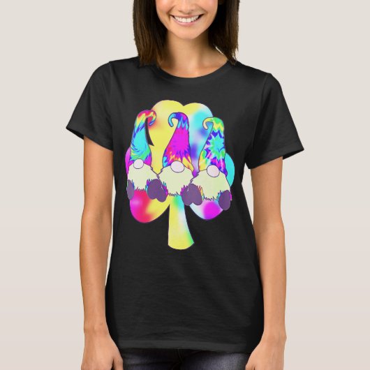 Vrede Liefde Gnome Regenboog Klaver Hippie Gnome D T-shirt (Voorkant)