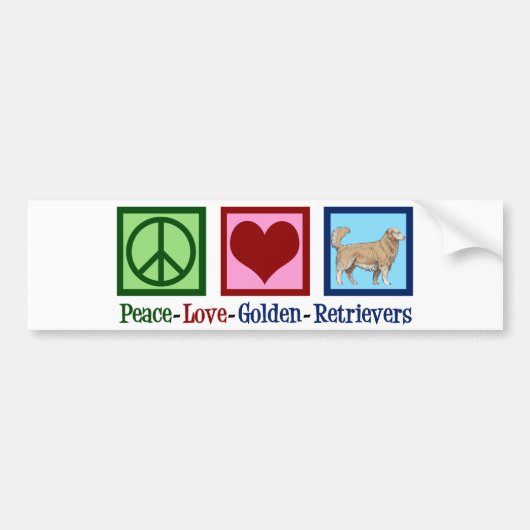 Vrede Liefde Golden Retrievers Bumpersticker (Voorkant)