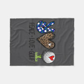 Vrede Liefde Golf Grappige Luipaard Hart Golf Lief Fleece Deken (Voorkant (Horizontaal))