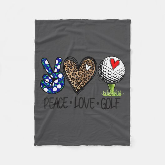 Vrede Liefde Golf Grappige Luipaard Hart Golf Lief Fleece Deken (Voorkant)