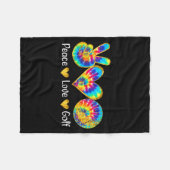 Vrede Liefde Golf Grappige Tie Dye Golf Liefhebber Fleece Deken (Voorkant (Horizontaal))