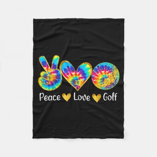 Vrede Liefde Golf Grappige Tie Dye Golf Liefhebber Fleece Deken (Voorkant)