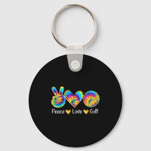 Vrede Liefde Golf Grappige Tie Dye Golf Liefhebber Sleutelhanger