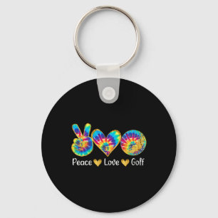 Vrede Liefde Golf Grappige Tie Dye Golf Liefhebber Sleutelhanger