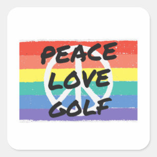 Vrede. Liefde. Golf Vierkante Sticker