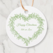 Vrede, liefde, groene maîtle kerst groen bedankjes labels (Achterkant)