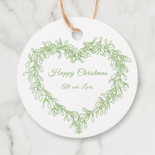 Vrede, liefde, groene maîtle kerst groen bedankjes labels (Achterkant)