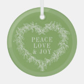 Vrede, liefde, groene maîtle kerst groen glas ornament (Voorkant)