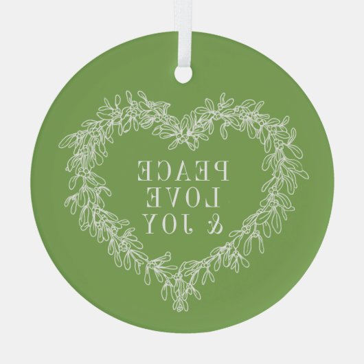 Vrede, liefde, groene maîtle kerst groen glas ornament (Achterkant)