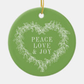 Vrede, liefde, groene maîtle kerst groen keramisch ornament (Voorkant)
