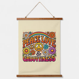 Vrede, Liefde & Grooviness Hout Tapestry Hangend Wandkleed