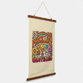 Vrede, Liefde & Grooviness Hout Tapestry Hangend Wandkleed (Gebogen)