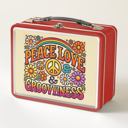 Vrede, Liefde & Grooviness Metalen Lunchbox (Voorkant)