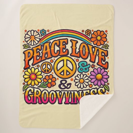 Vrede, Liefde & Grooviness Sherpa Blanket Sherpa Deken (Voorkant)