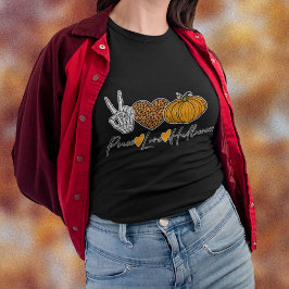 Vrede Liefde Halloween Zwart T-shirt
