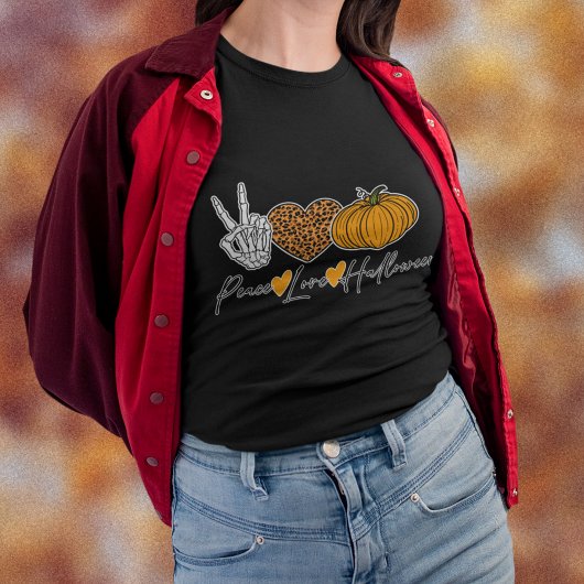 Vrede Liefde Halloween Zwart T-shirt