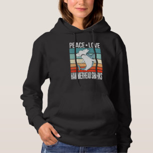 Vrede Liefde Hammerhead Haaien Retro Art Hammer Vi Hoodie