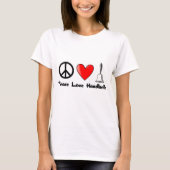 Vrede, liefde, handklokken t-shirt (Voorkant)