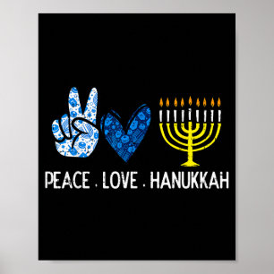 Vrede Liefde Hanukkah Retro Chanukah Joodse Mannen Poster