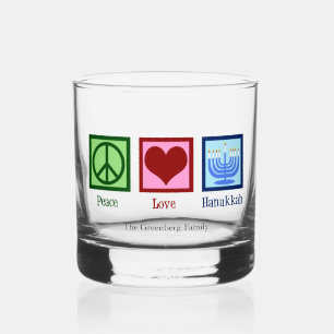 Vrede Liefde Hanukkah Schattig Aangepast Whisky Glas