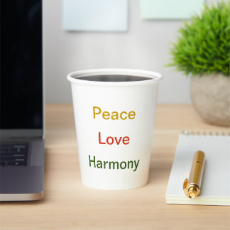 Vrede Liefde Harmonie rood groen goud Paper cup Papieren Bekers