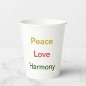 Vrede Liefde Harmonie rood groen goud Paper cup Papieren Bekers (Voorkant)