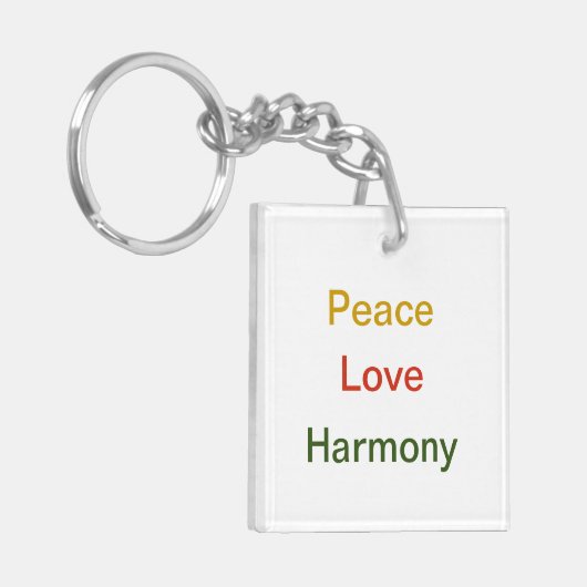 Vrede liefde harmonieus rood groen goud sleutelhanger (Voorkant Links)