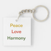 Vrede liefde harmonieus rood groen goud sleutelhanger (Achterkant)