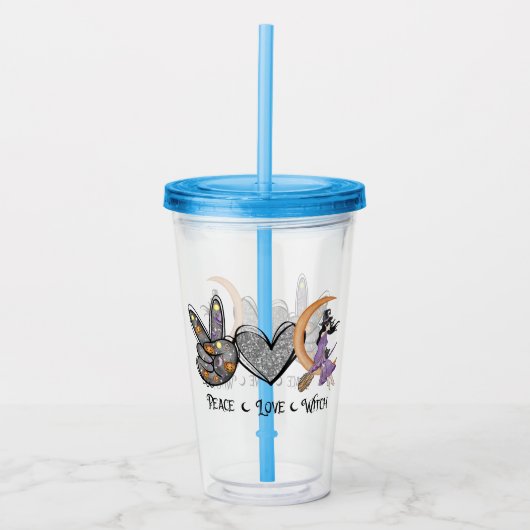 Vrede, liefde, heks acryl drinkbeker (Voorkant)