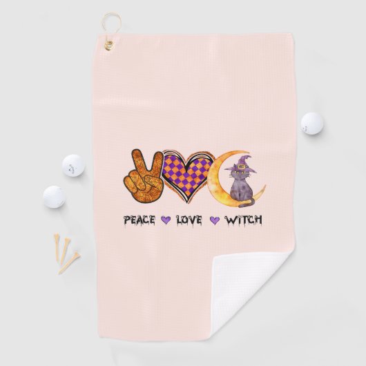 Vrede, liefde, heks golfhanddoek (Insitu)