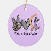 Vrede, liefde, heks keramisch ornament (Links)