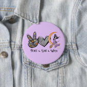 Vrede, liefde, heks ronde button 4,0 cm (In situ)