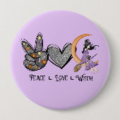 Vrede, liefde, heks ronde button 4,0 cm (Voorkant)