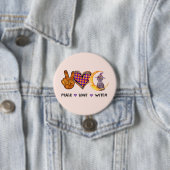 Vrede, liefde, heks ronde button 7,6 cm (In situ)
