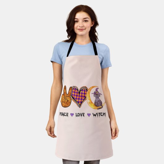 Vrede, liefde, heks schort (Gedragen)
